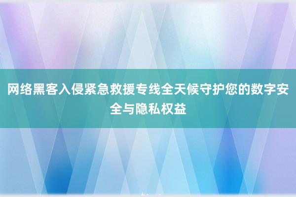 网络黑客入侵紧急救援专线全天候守护您的数字安全与隐私权益