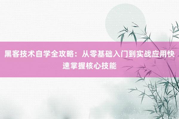 黑客技术自学全攻略：从零基础入门到实战应用快速掌握核心技能