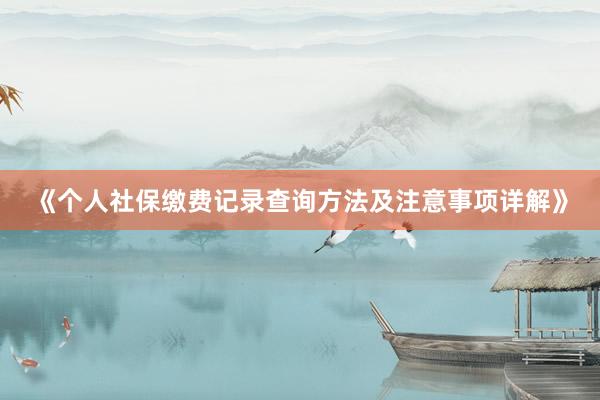《个人社保缴费记录查询方法及注意事项详解》